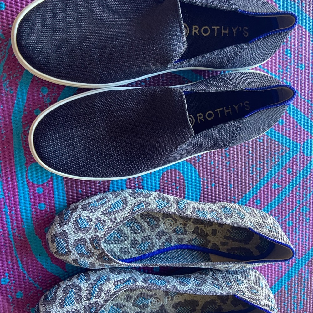 Rothy's Black and Gray Leopard Flats and Loafers